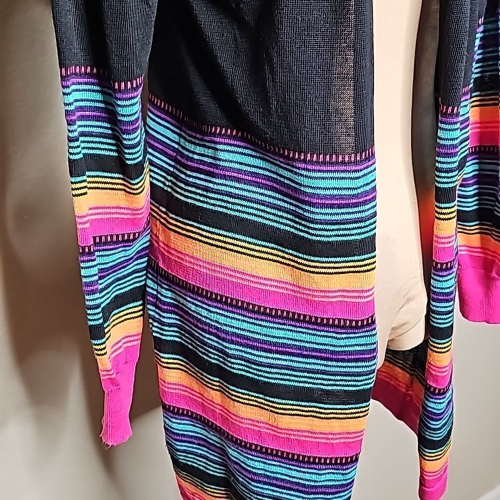 NWT Crazy Train Rainbow Stripe‎ Black Cardigan small Rio Rapids - Picture 2 of 8